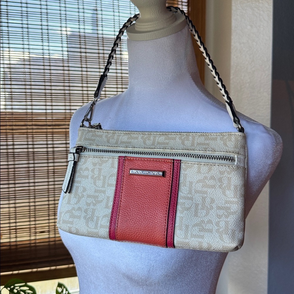 Pre-Loved Dana Bachman Wristlet Wallet White and Orange